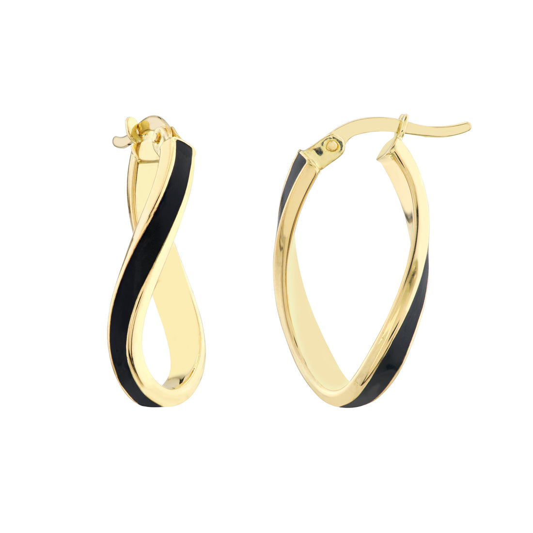 BLACK TWISTED ENAMEL HOOP EARRINGS | 14K YELLOW GOLD | TM023530-14Y - Brownlee Jewelers