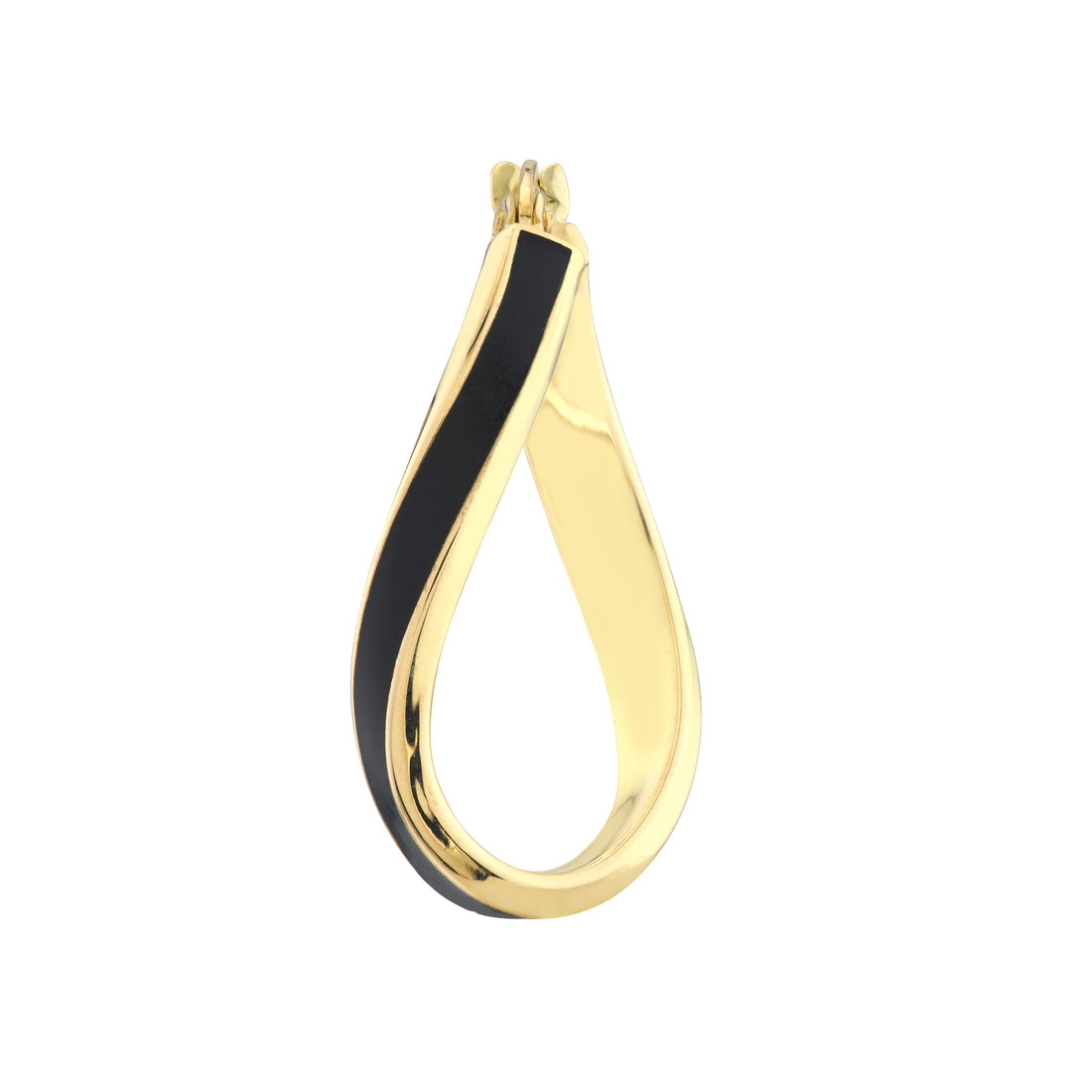 BLACK TWISTED ENAMEL HOOP EARRINGS | 14K YELLOW GOLD | TM023530-14Y - Brownlee Jewelers