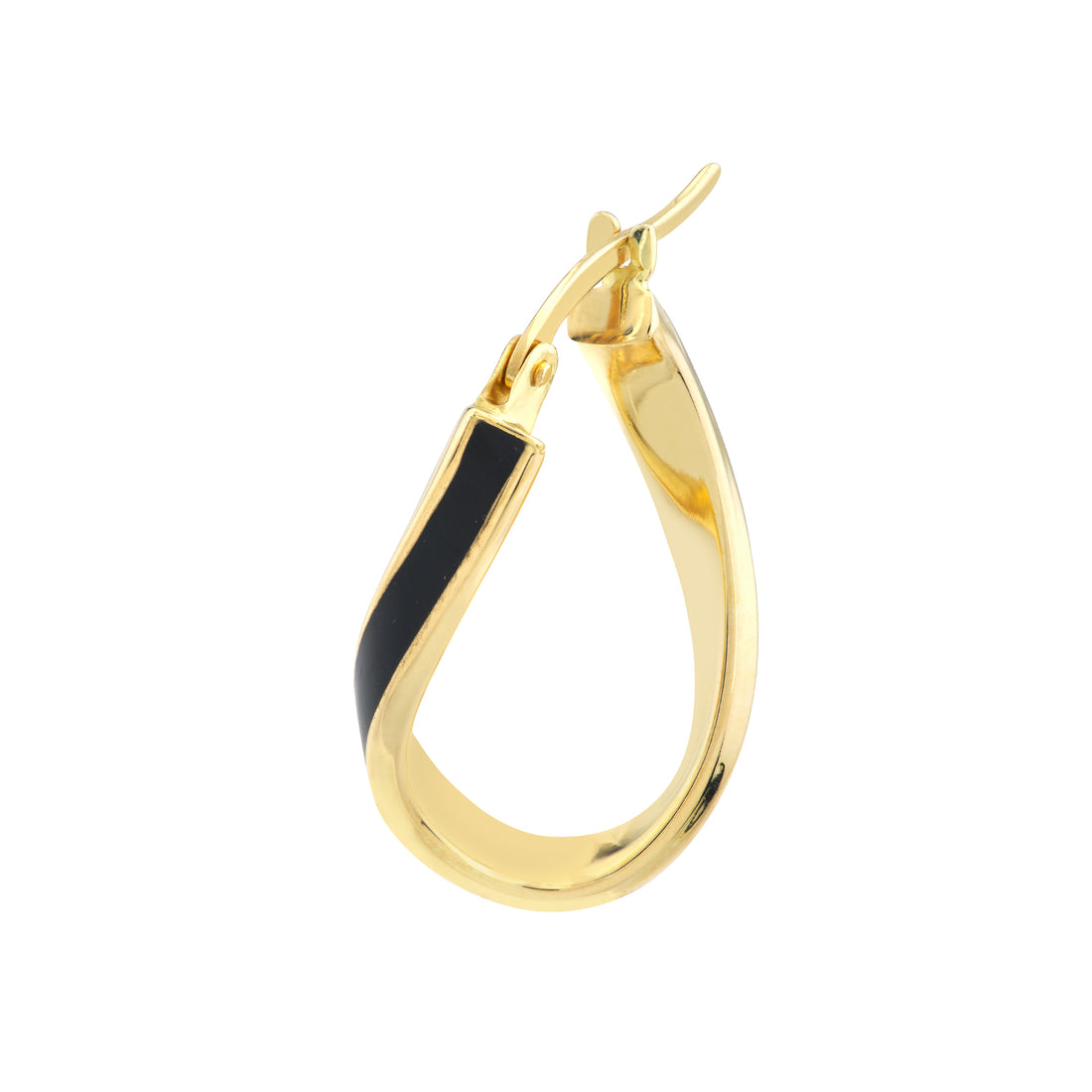 BLACK TWISTED ENAMEL HOOP EARRINGS | 14K YELLOW GOLD | TM023530-14Y - Brownlee Jewelers