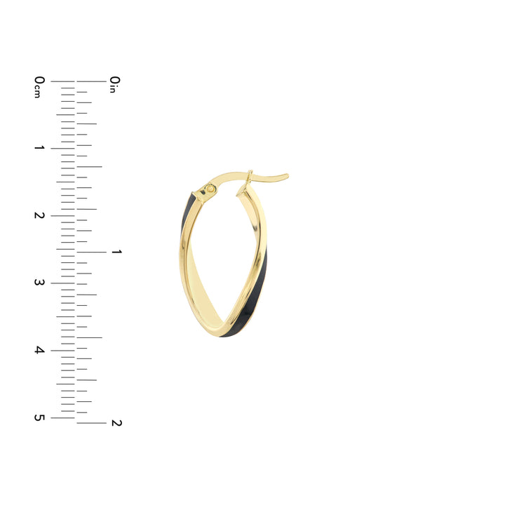 BLACK TWISTED ENAMEL HOOP EARRINGS | 14K YELLOW GOLD | TM023530-14Y - Brownlee Jewelers