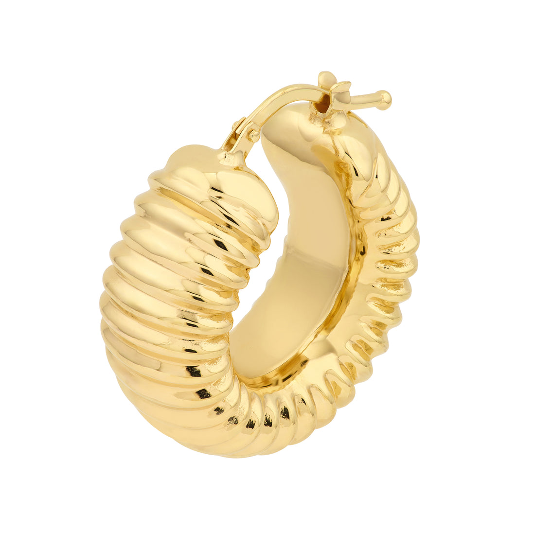 ROUND RIBBED HOOP EARRINGS | 14K YELLOW GOLD | TM024417-14Y - Brownlee Jewelers
