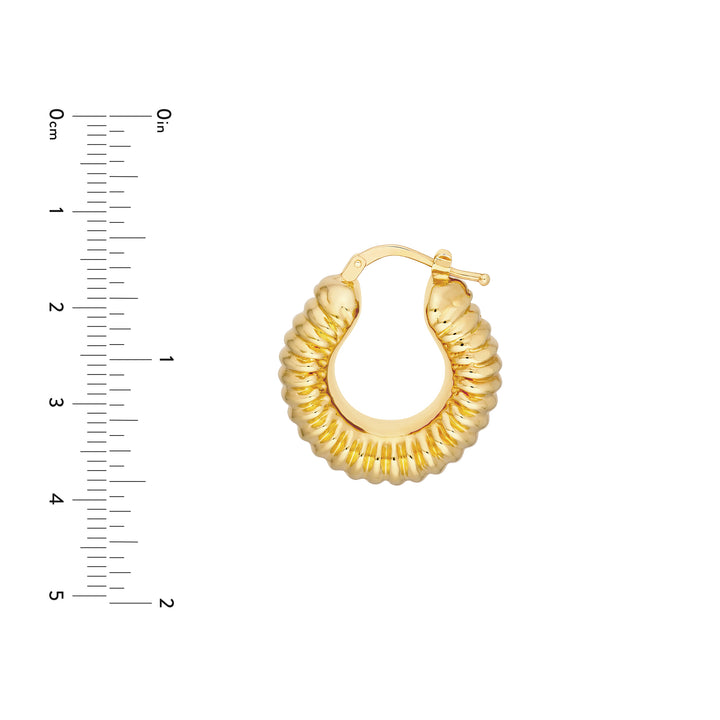 ROUND RIBBED HOOP EARRINGS | 14K YELLOW GOLD | TM024417-14Y - Brownlee Jewelers