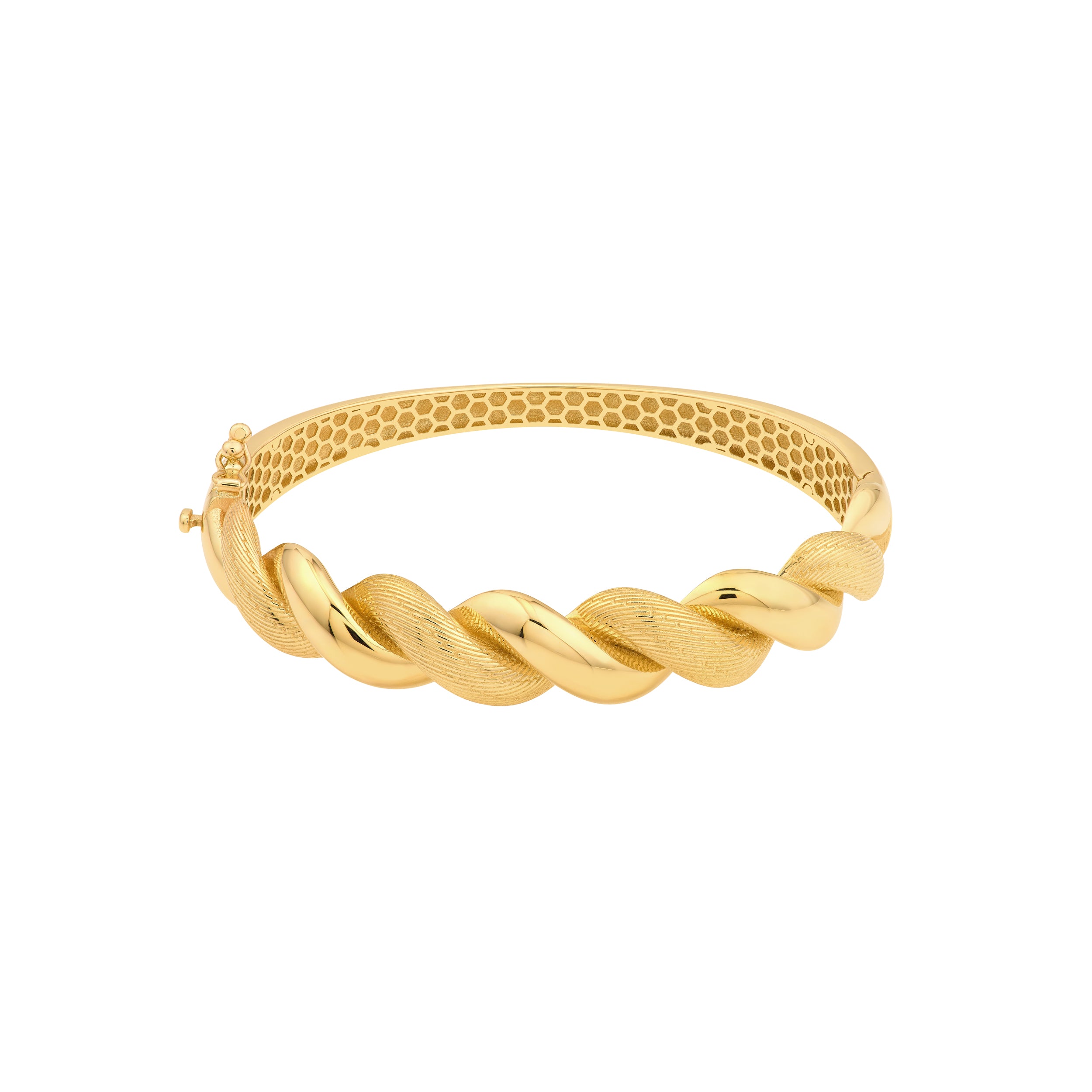 POLISHED TEXTURED TWISTED BRACELET | 14K YELLOW GOLD | TM024446-14Y - Brownlee Jewelers