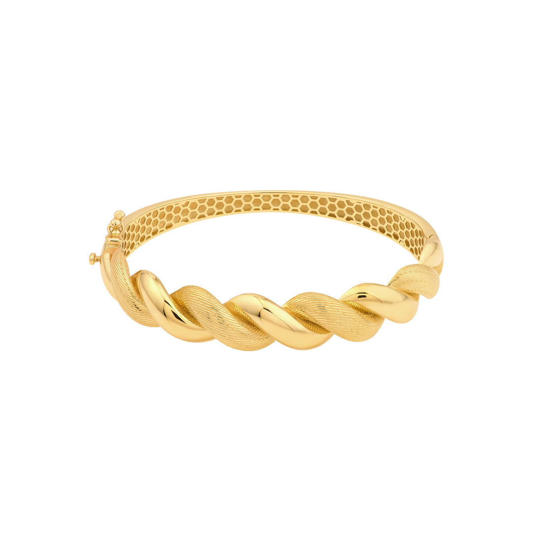 POLISHED TEXTURED TWISTED BRACELET | 14K YELLOW GOLD | TM024446-14Y - Brownlee Jewelers