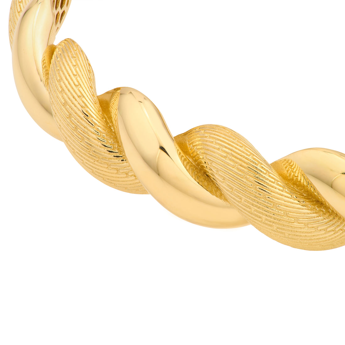 POLISHED TEXTURED TWISTED BRACELET | 14K YELLOW GOLD | TM024446-14Y - Brownlee Jewelers