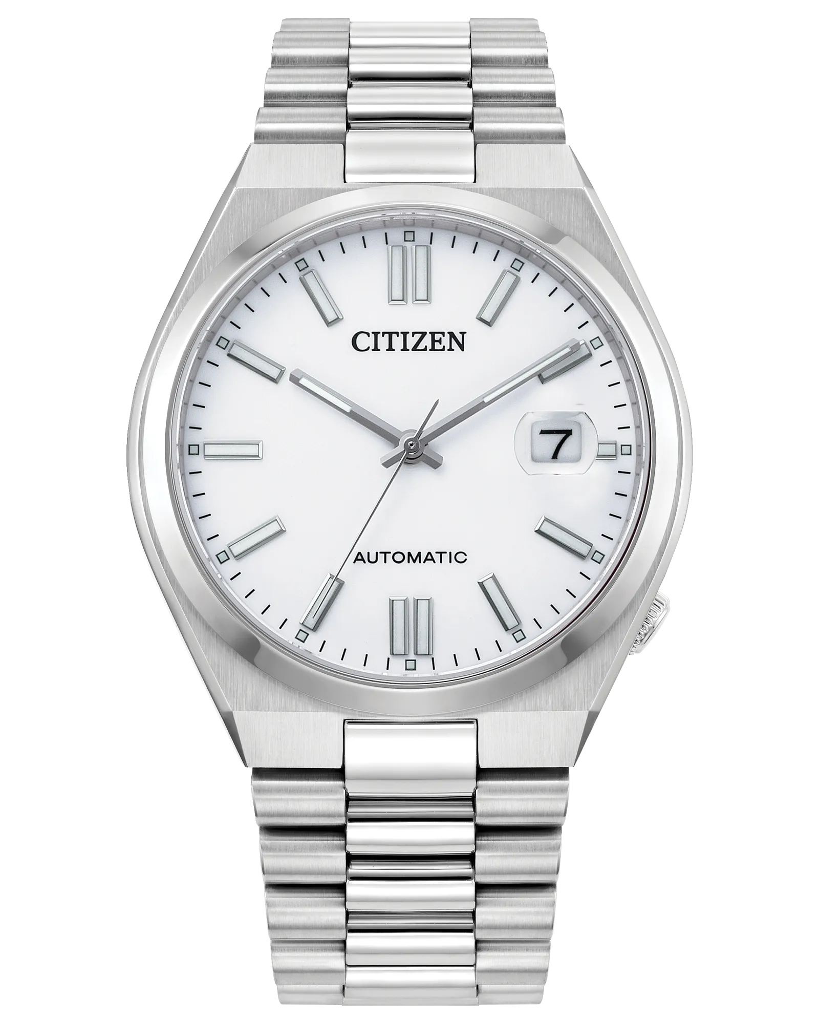 Citizen Tsuyosa | Automatic Men’s Watch | Stainless Steel | White Dial | Date Display | WR50 Classic Sport Design - Brownee Jewelers