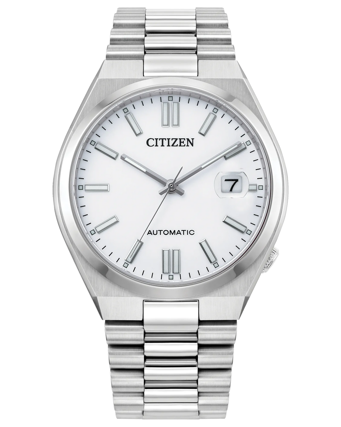 Citizen Tsuyosa | Automatic Men’s Watch | Stainless Steel | White Dial | Date Display | WR50 Classic Sport Design - Brownee Jewelers