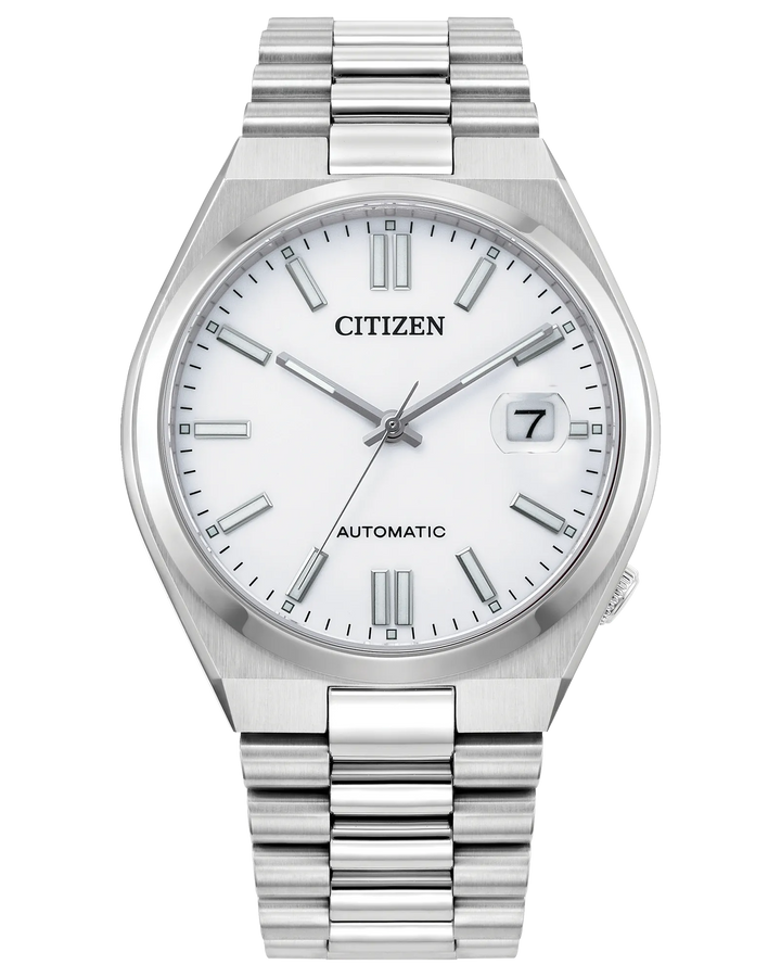 Citizen Tsuyosa | Automatic Men’s Watch | Stainless Steel | White Dial | Date Display | WR50 Classic Sport Design - Brownee Jewelers