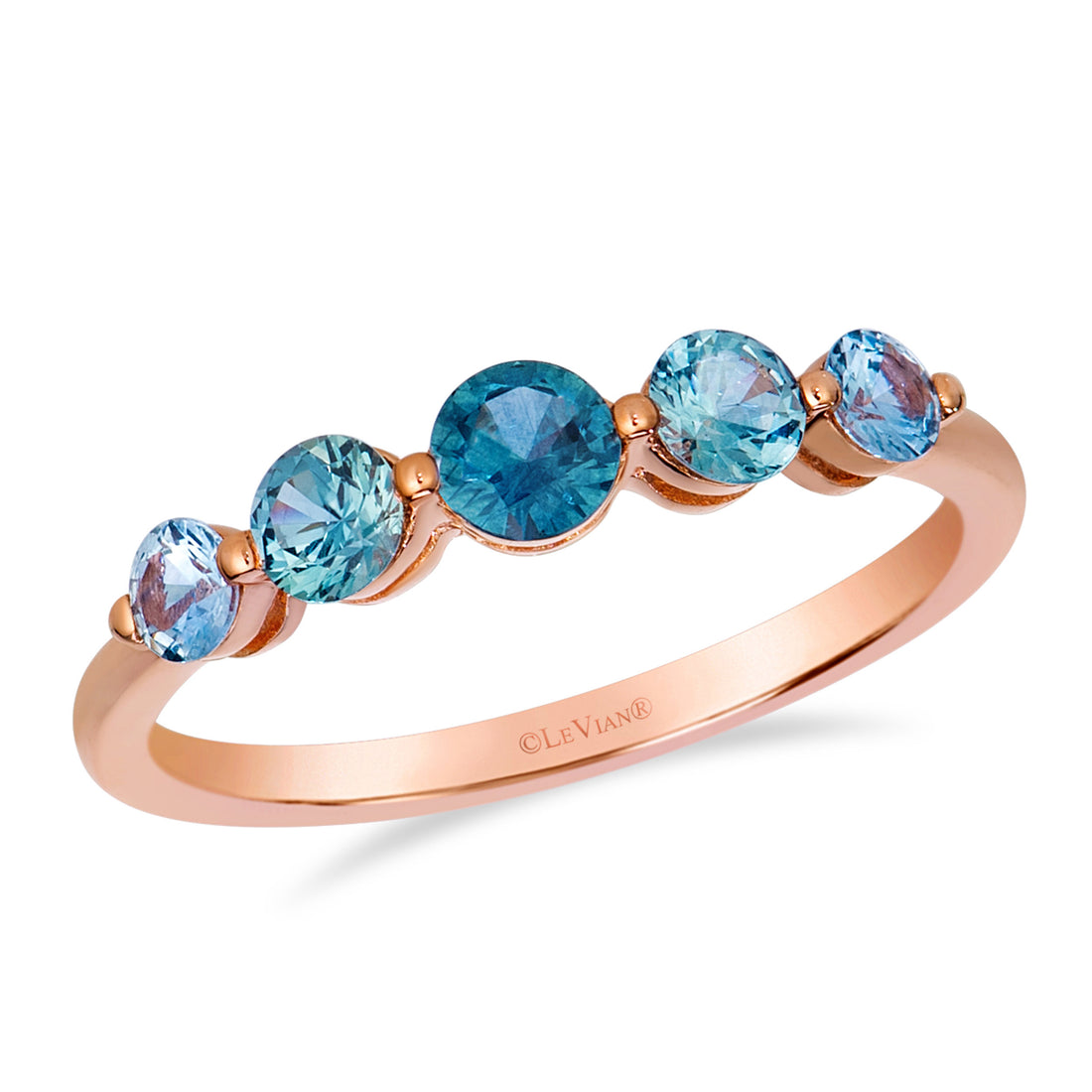  .83 TOTAL CARAT WEIGHT ROUND BLUE AND GREEN SAPPHIRE BAND IN 14K ROSE GOLD