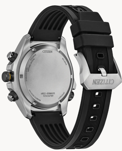 Citizen Promaster Land U822 | Eco-Drive Watch | Gray and Silver-Tone Stainless Steel | 43.9mm | Black Dial | Rubber Strap | JV1007-07E - Brownee Jewelers