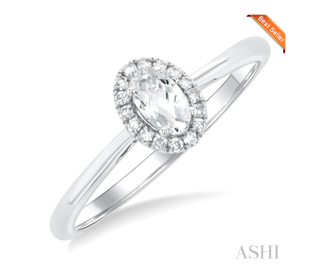 Oval Shape Gemstone & Halo Diamond Ring