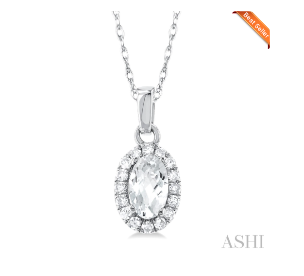 Oval Shape Gemstone & Halo Diamond Pendant