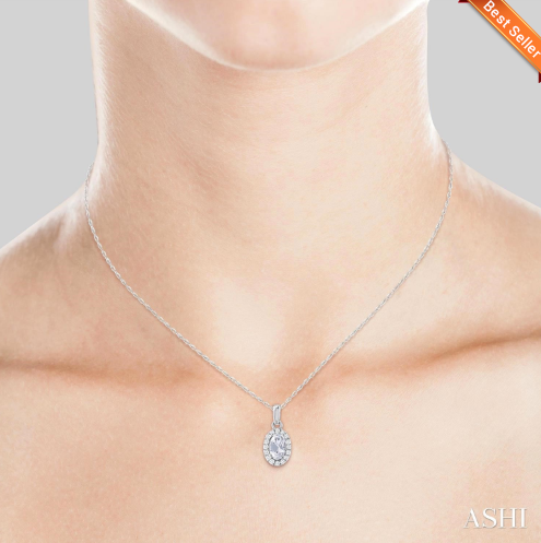 Oval Shape Gemstone & Halo Diamond Pendant