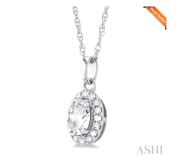 Oval Shape Gemstone & Halo Diamond Pendant