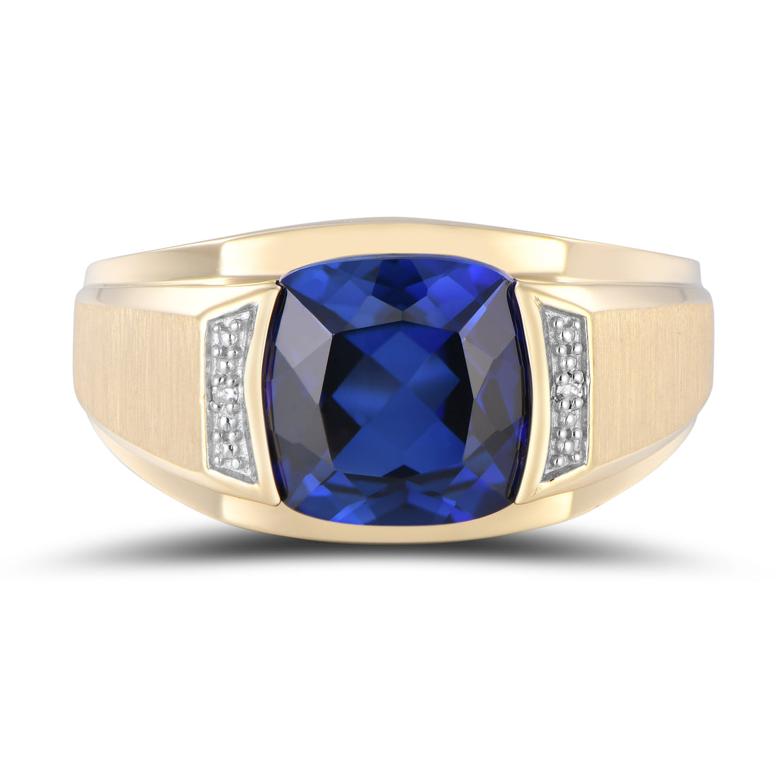 10K Yellow Gold Lab Sapphire & Diamond Men’s Ring