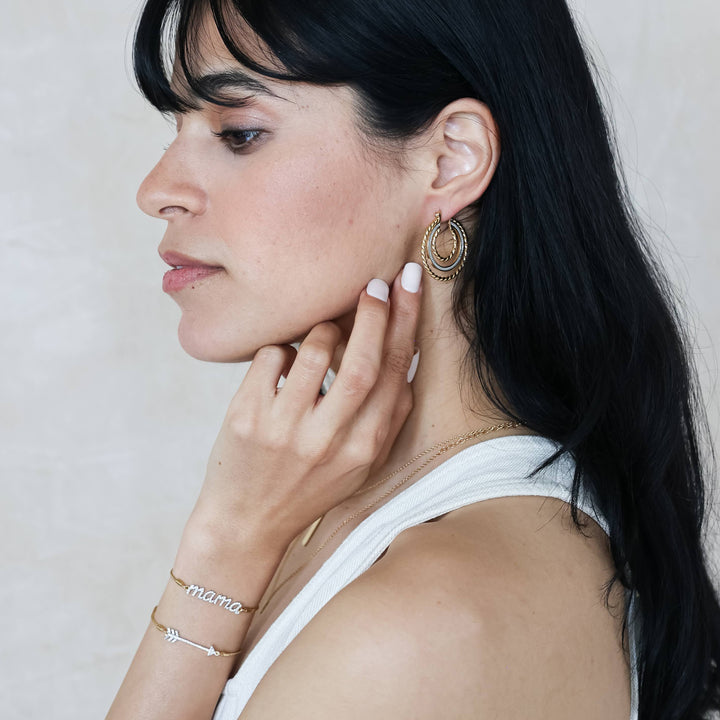 Love You Mama Script Bolo Bracelet | Gold Plated / Sterling Silver | Pavé Accents | Adjustable Bracelet - Brownee Jewelers