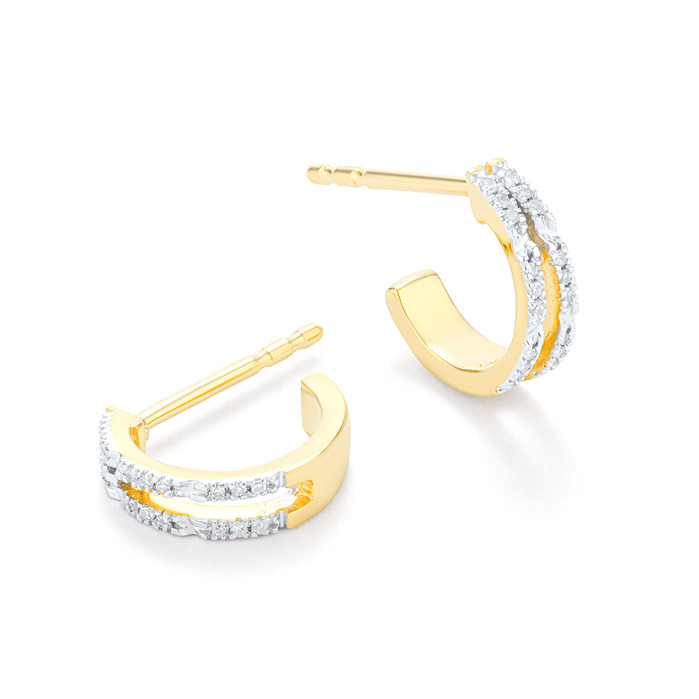 Double Bar Diamond Huggies