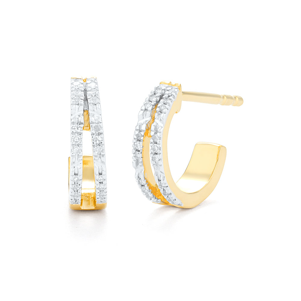 Double Bar Diamond Huggies