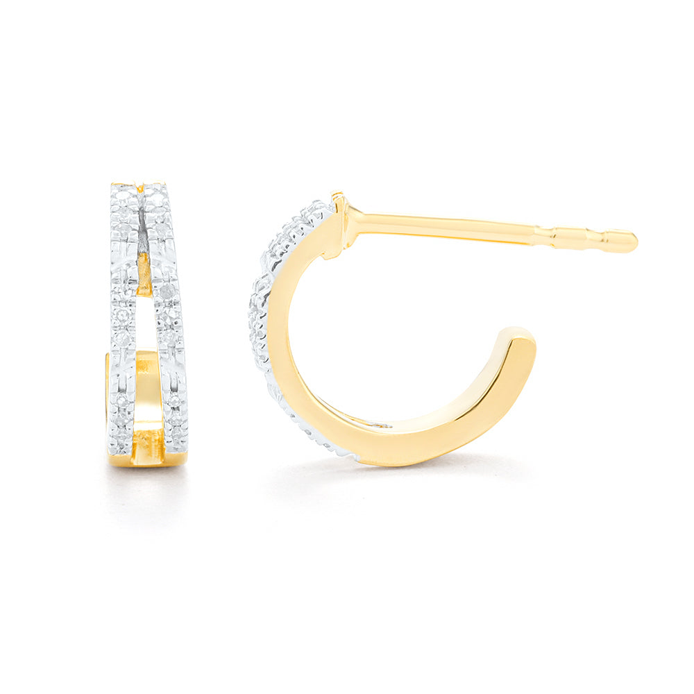 Double Bar Diamond Huggies