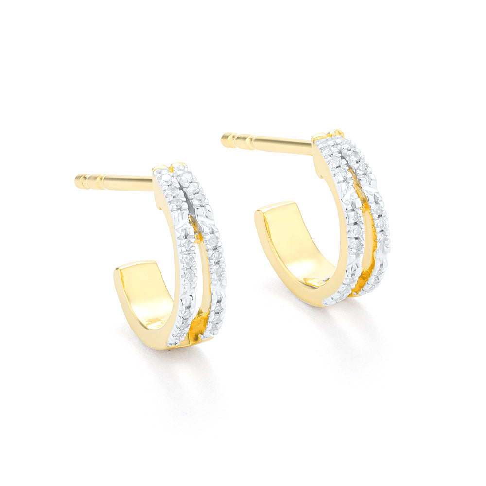 Double Bar Diamond Huggies