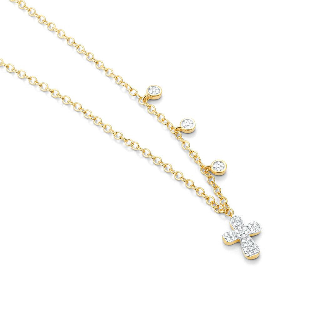 Diamond Cross Connect Pendant 