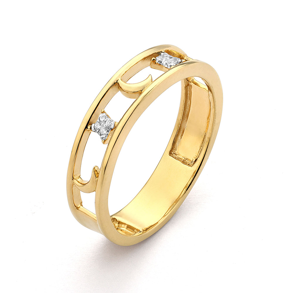 Reach For The Moon | Diamond Crescent Moon Stackable Ring | Gold Plated / Sterling Silver | Size 6 Band Ring - Brownee Jewelers