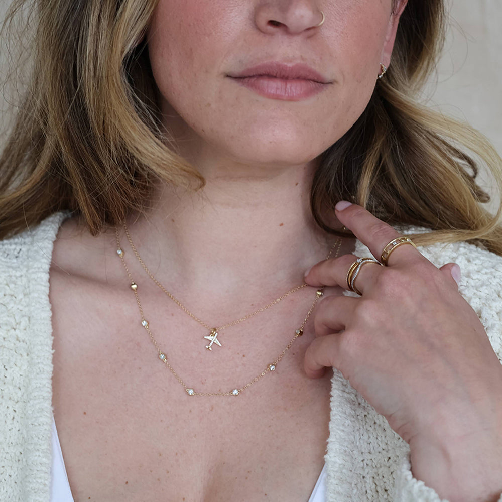 Reach For The Moon | Diamond Crescent Moon Stackable Ring | Gold Plated / Sterling Silver | Size 6 Band Ring - Brownee Jewelers