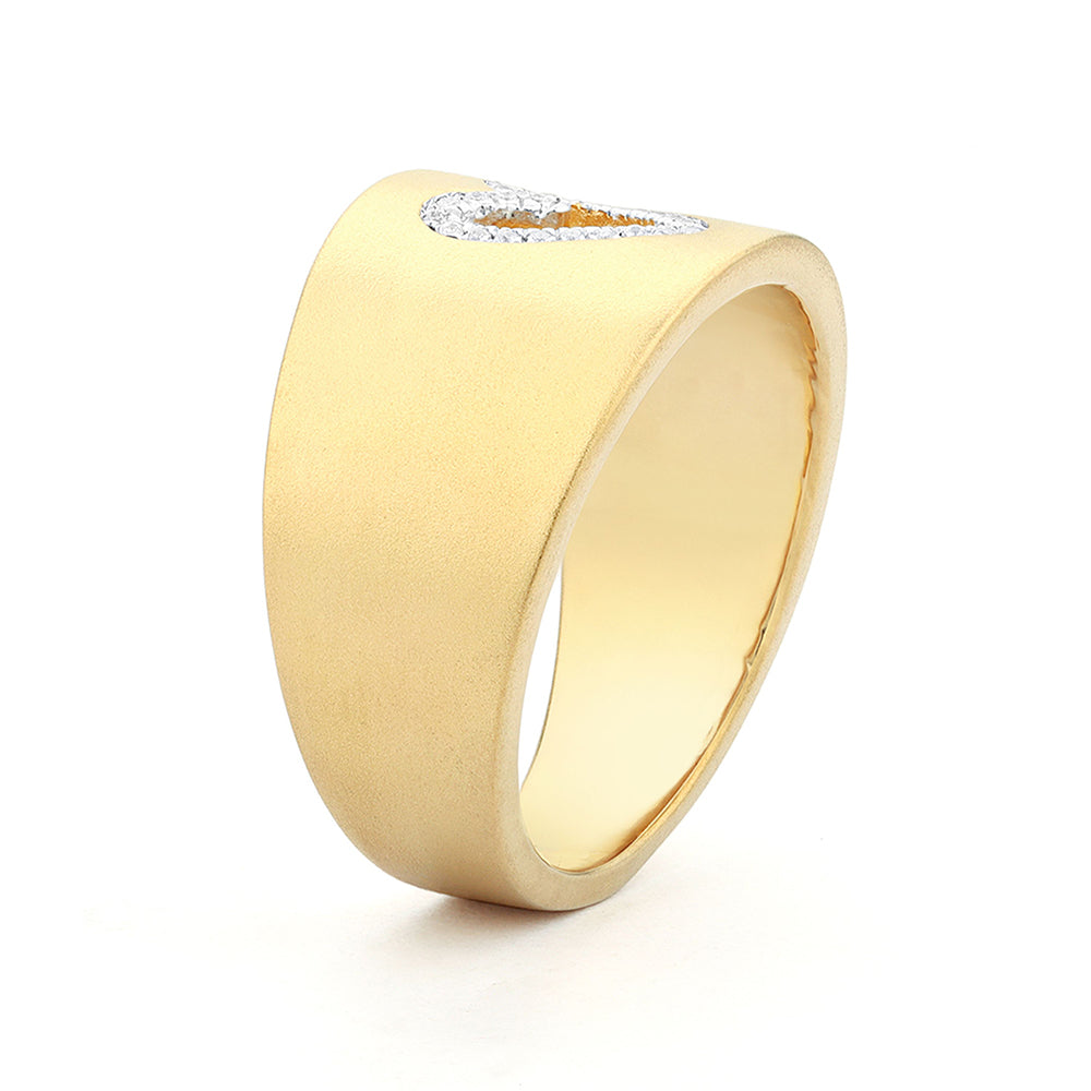 It Was Always You | Diamond Heart Statement Ring | Gold Plated / Sterling Silver | Size 7 Wide Band Ring - Brownee Jewelers