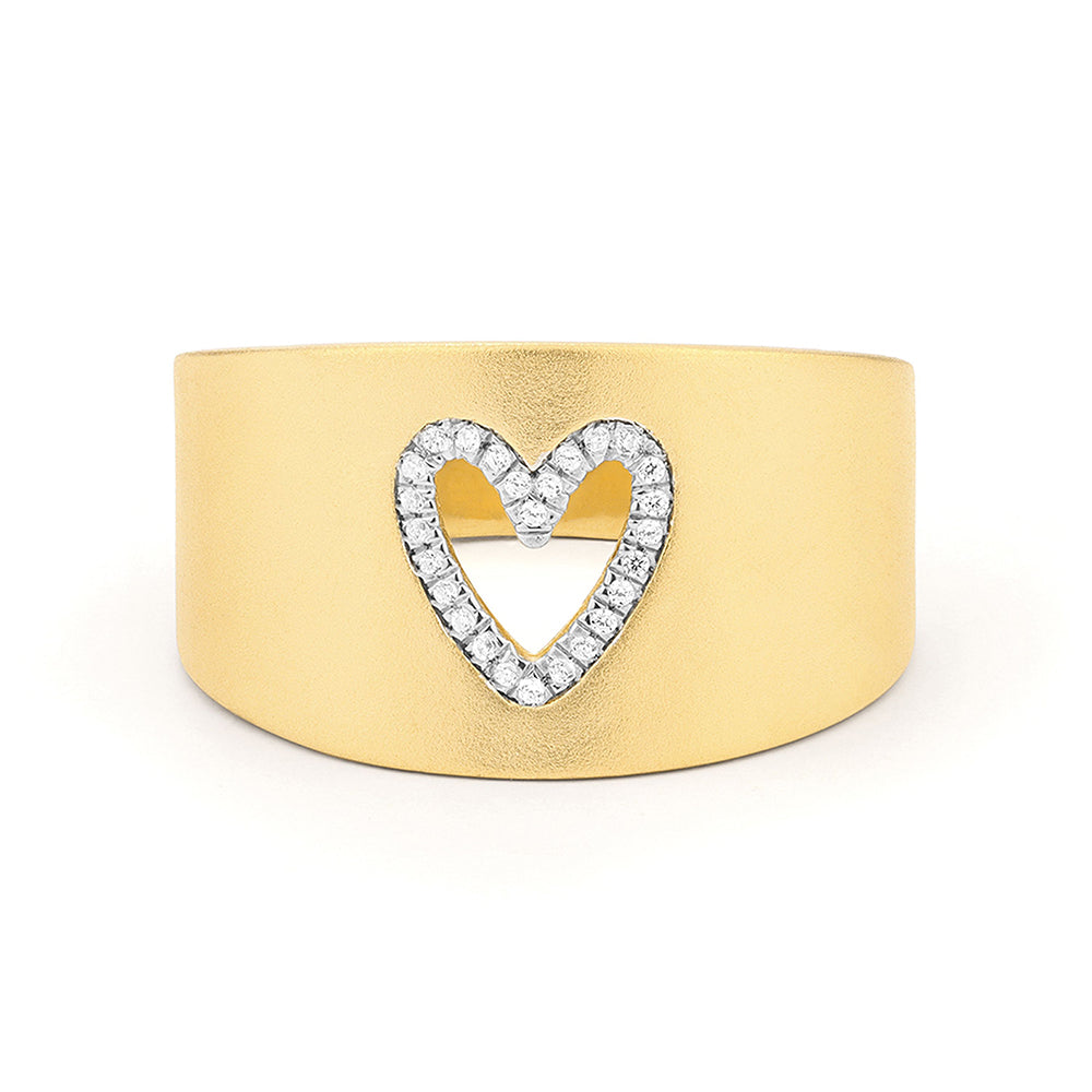 It Was Always You | Diamond Heart Statement Ring | Gold Plated / Sterling Silver | Size 7 Wide Band Ring - Brownee Jewelers