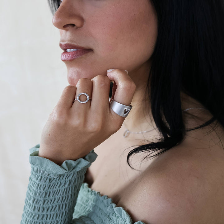 It Was Always You | Diamond Heart Statement Ring | Gold Plated / Sterling Silver | Size 7 Wide Band Ring - Brownee Jewelers