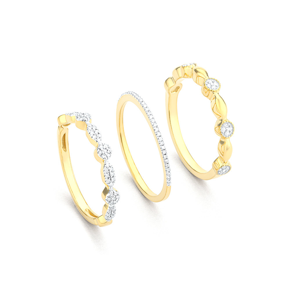 Shiny Three Stackable Rings
