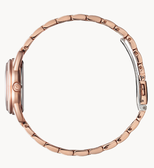  With a rose-gold-tone stainless-steel band and royal blue face, this slim version of the classic Ladies’ Drive watch from Citizen will stand out from the crowd