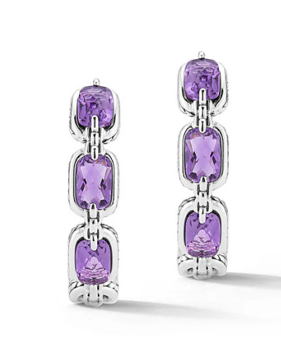 Sterling Silver Amethyst Hoops