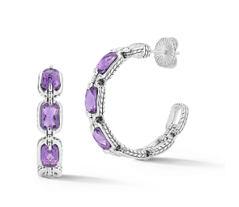 Sterling Silver Amethyst Hoops