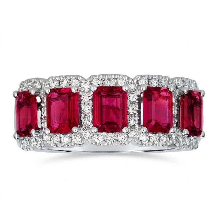 LEVIAN | 1.85CT RUBY & .43CT DIAMOND HALO BAND | 14K WHITE GOLD | U-TUMR 1 - Brownee Jewelers
