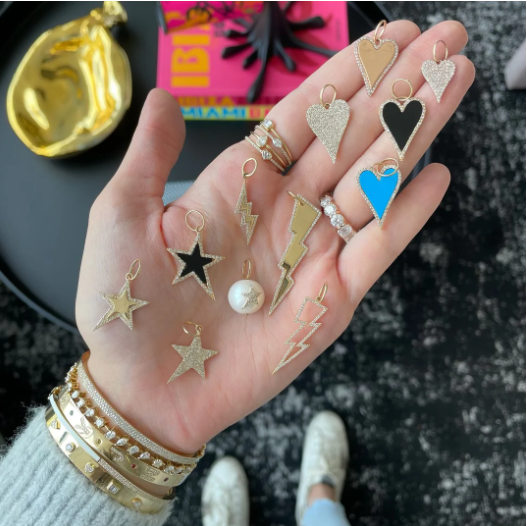 Pave Star on Pearl Charm