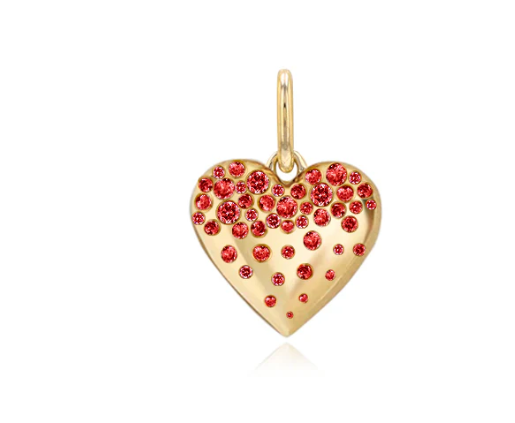Large Dripping Scattered Gemstone Heart Charm