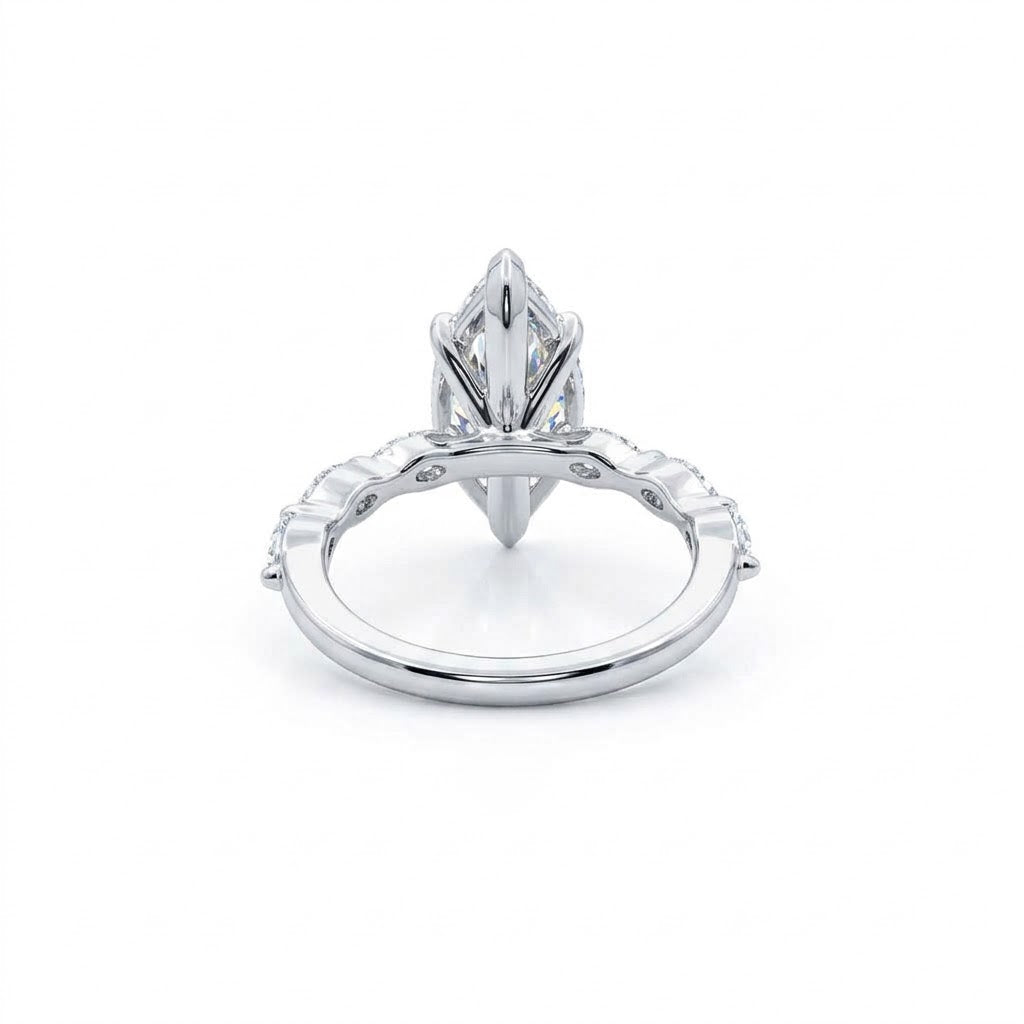MARQUISE LAB-GROWN DIAMOND ENGAGEMENT RING | 3.53CTTW | 14K WHITE GOLD | 458745-F - Brownee Jewelers