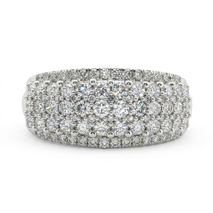 Round Diamond Pavé Band Ring | 10K White Gold | Multi-Row Diamond Band | Statement Ring - Brownee Jewelers