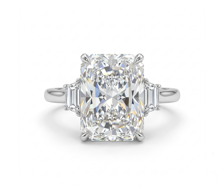 7.05 ct Lab-Grown Diamond | 14K White Gold | Diamond | Three Stone | Engagement Ring - Brownee Jewelers