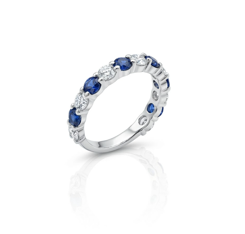 Sapphire & Lab-Grown Diamond Band | 1.00 ctw Diamonds | 1.45 ctw Blue Sapphires | 10K White Gold - Brownee Jewelers