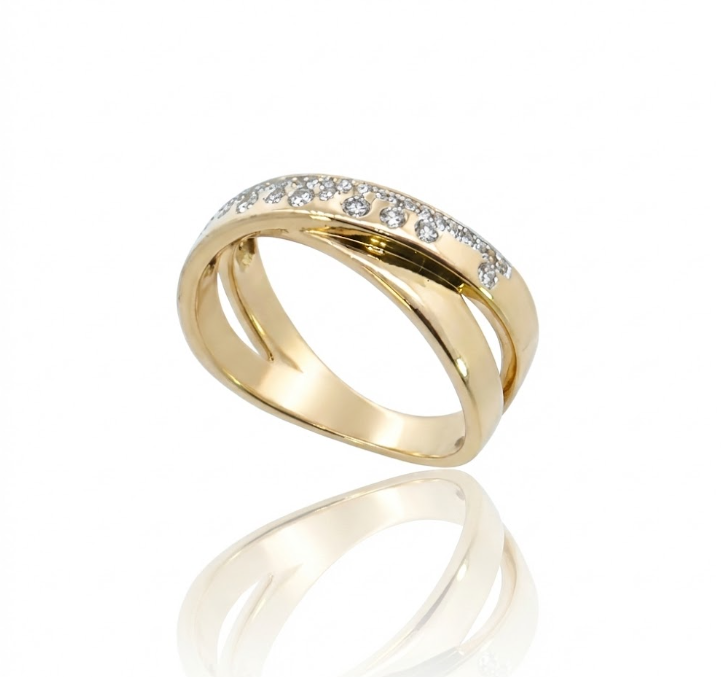 Diamond Crossover Band Ring | 14K Yellow Gold | 0.25 ctw | Modern Fashion Ring - Brownee Jewelers
