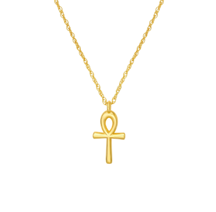 Ankh Cross Pendant Necklace | 14K Yellow Gold | Adjustable 18" Chain | 3D Symbol of Life - Brownee Jewelers
