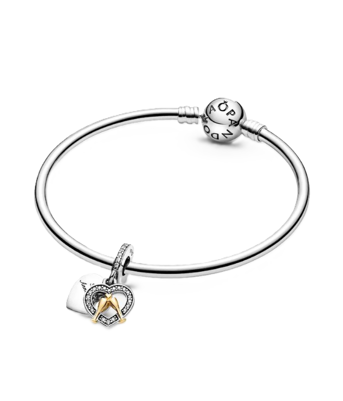 Pandora Anniversary Dangle Charm in Sterling Silver and 14K Gold-Plated with Clear Cubic Zirconia