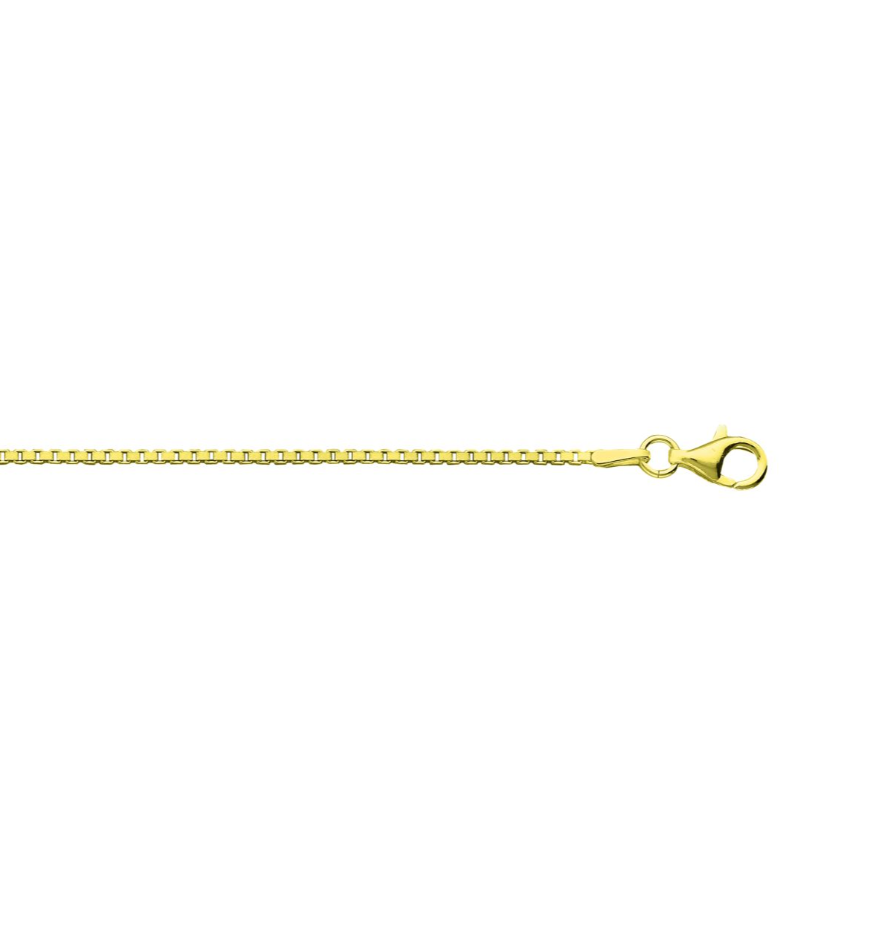 1.4 MM Width and 20 Inch Length Box Chain Necklace in Sterling Silver with 18K Gold Plating Finish