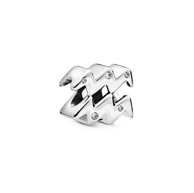 Pandora Aquarius Zodiac Charm in Sterling Silver with Clear Cubic Zirconias