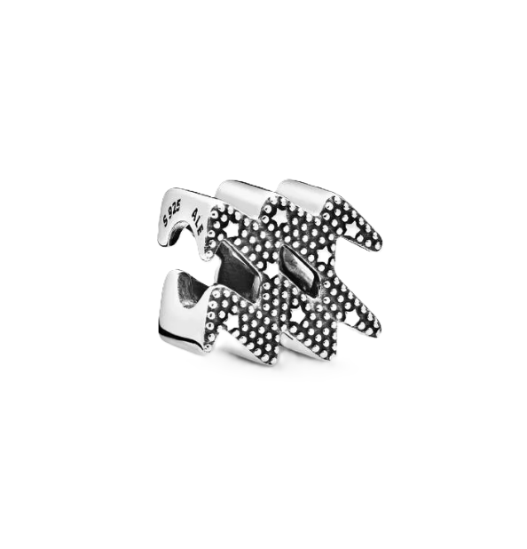 Pandora Aquarius Zodiac Charm in Sterling Silver with Clear Cubic Zirconias