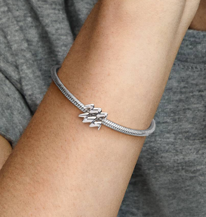 Pandora Aquarius Zodiac Charm in Sterling Silver with Clear Cubic Zirconias
