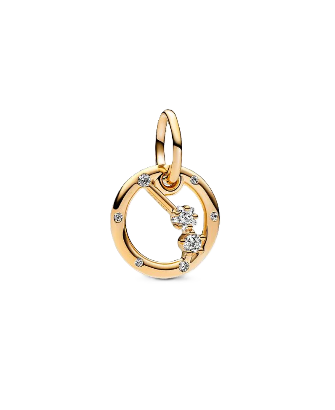 Pandora Aries Zodiac Dangle Charm in Sterling Silver with 14k Gold Plating with Cubic Zirconia Accents