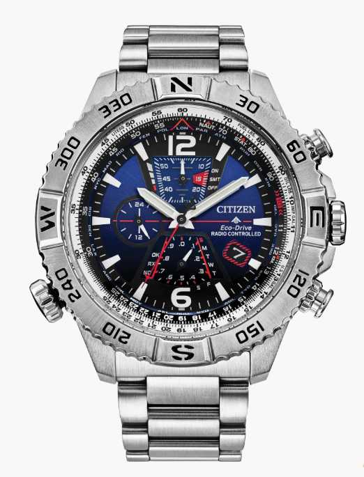 Citizen Promaster Navihawk | Men's Eco-Drive Watch | Stainless Steel Bracelet | Blue Dial | Chronograph | AT8220-55L - Brownee Jewelers